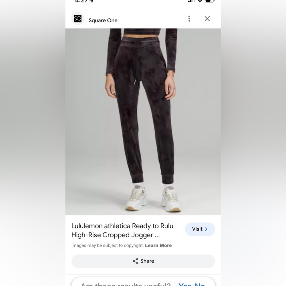lululemon athletica velvet Black Cropped Jogger Pants size 2